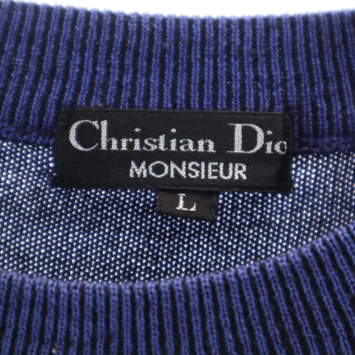 Christian Dior MONSIEUR クリスチャンディオール ムッシュ 90s オールド 総柄 長袖 ニット L 青紫 セーター メンズ
