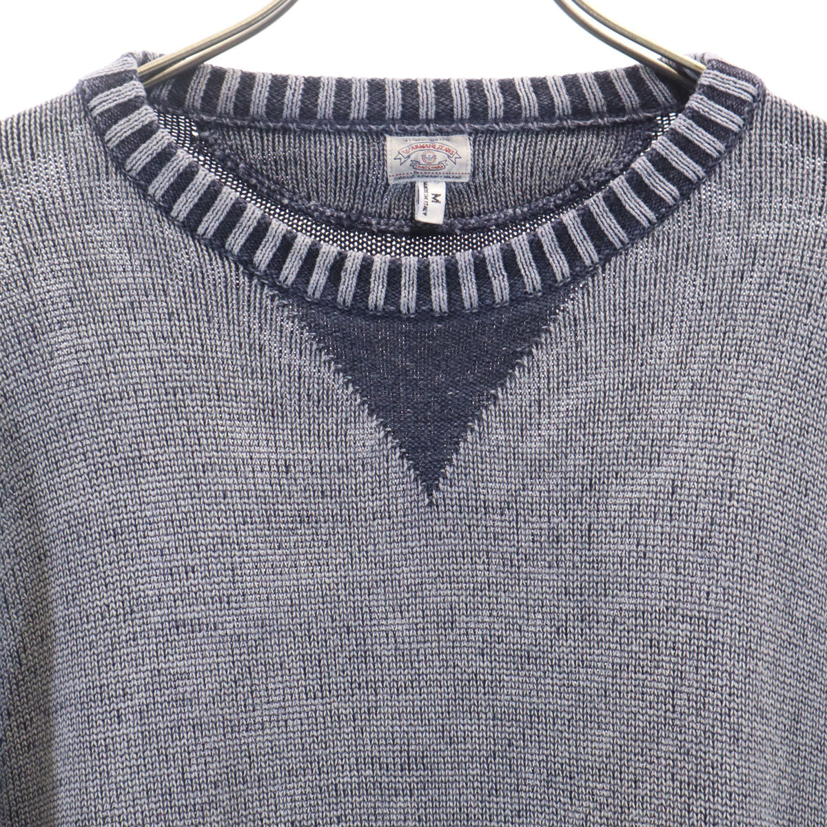 ARMANI JEANS アルマーニジーンズ 90s イタリア製 オールド 長袖 インディゴ染め ニット M ネイビー セーター メンズ