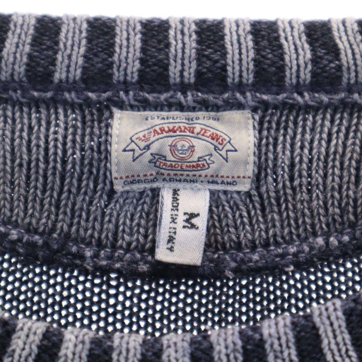 ARMANI JEANS アルマーニジーンズ 90s イタリア製 オールド 長袖 インディゴ染め ニット M ネイビー セーター メンズ