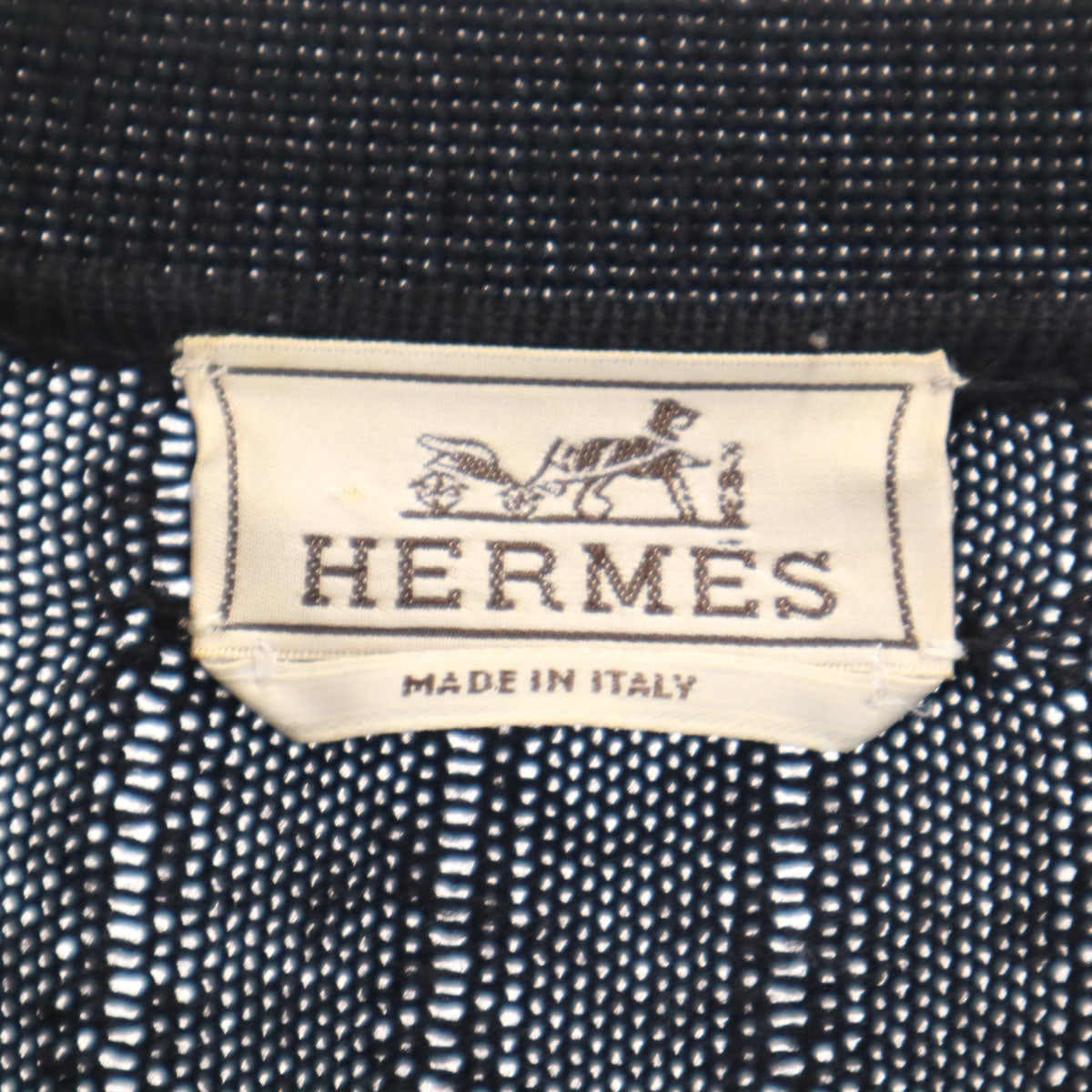 HERMES エルメス イタリア製 長袖 ハーフジップ ニット XL ブラック セーター メンズ