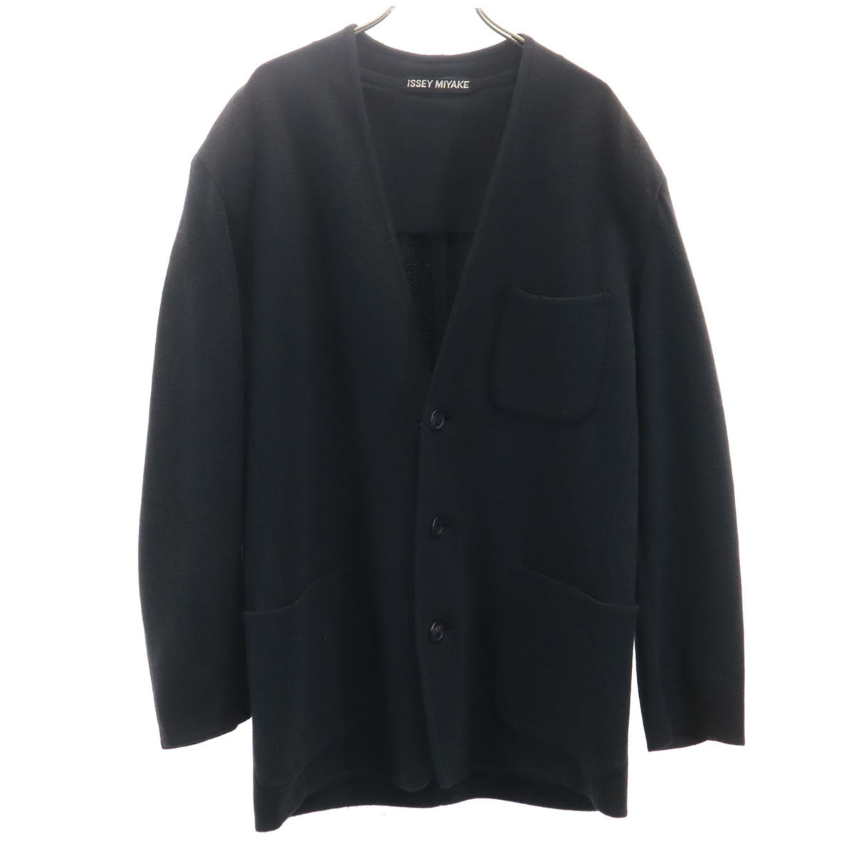 ISSEY MIYAKE イッセイミヤケ 90s 日本製 オールド 長袖 Vネック ニットカーディガン M ブラック メンズ