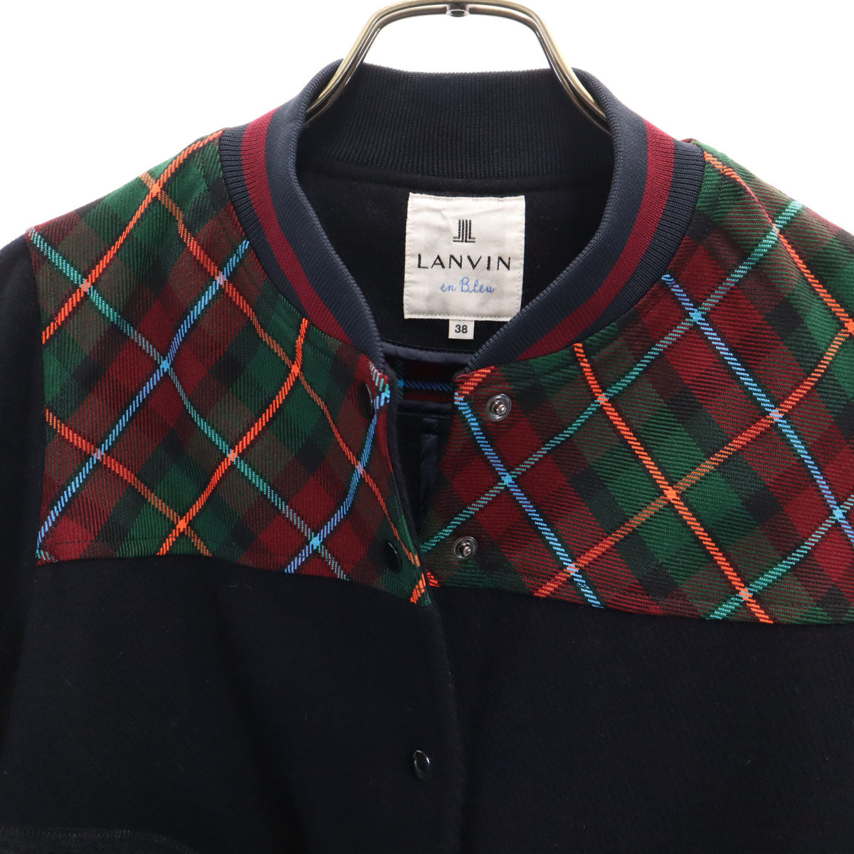 LANVIN en Bleu ランバンオンブルー 日本製 スタジャン 38 ブラック系 レディース