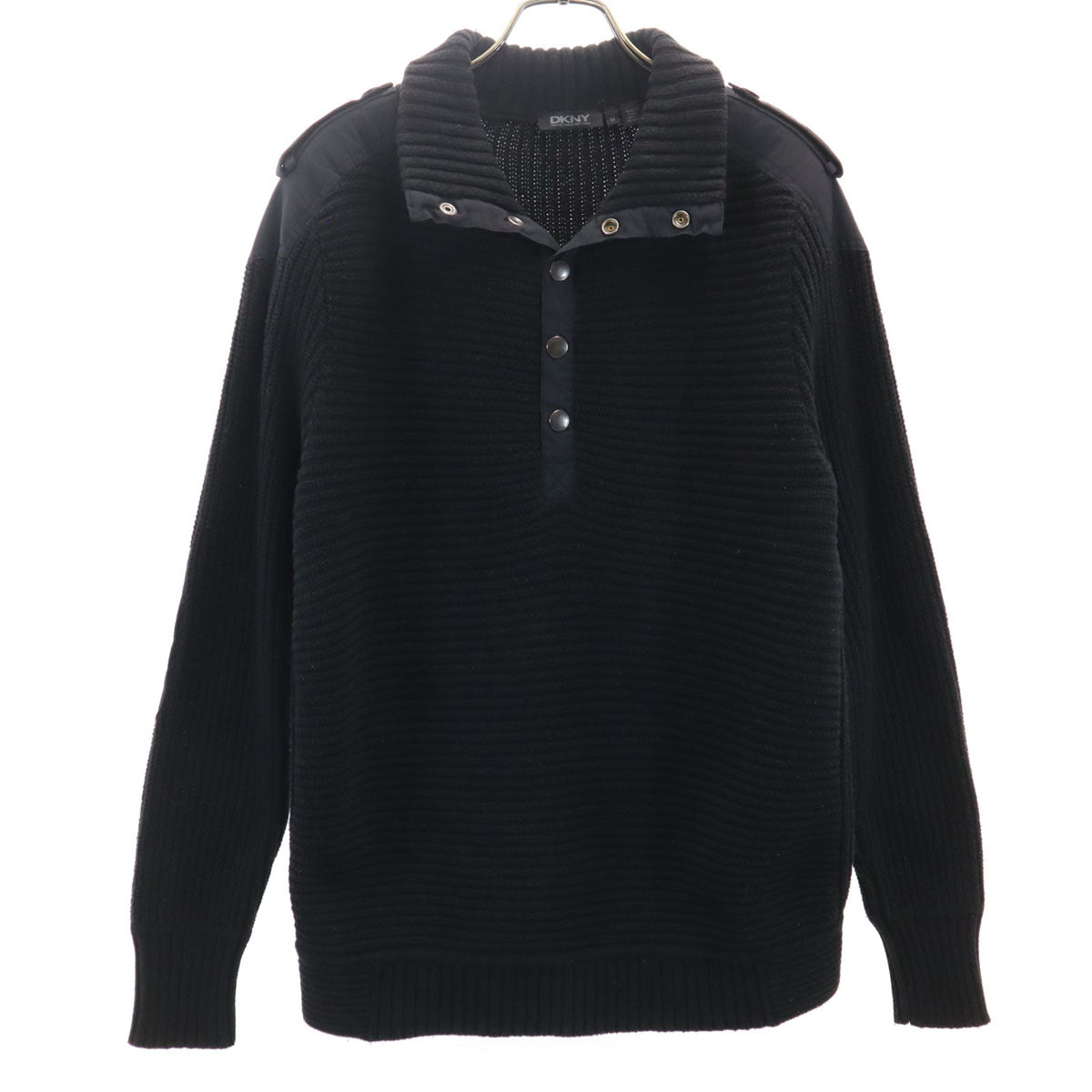DKNY DONNA KARAN NEW YORK ダナキャランニューヨーク 長袖 ニット M ブラック セーター エルボーパッチ メンズ