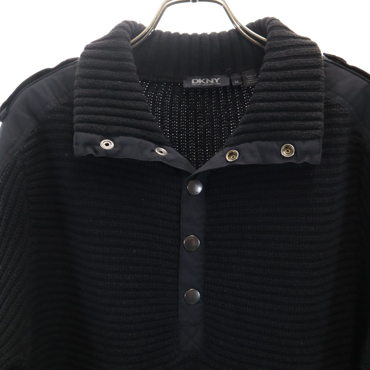 DKNY DONNA KARAN NEW YORK ダナキャランニューヨーク 長袖 ニット M ブラック セーター エルボーパッチ メンズ