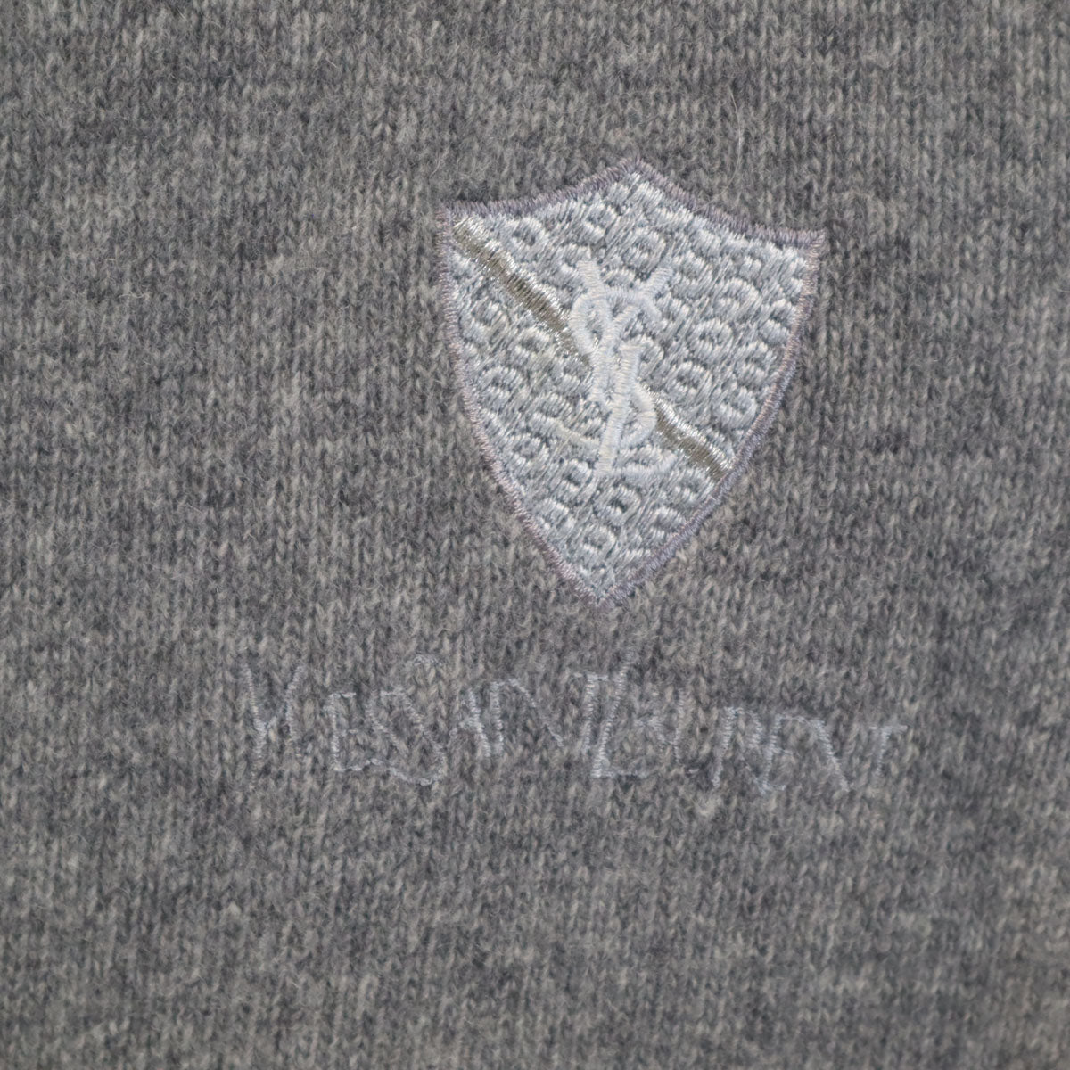 Yves Saint Laurent pour homme イヴサンローラン プールオム 90s オールド 長袖 Vネック ニットカーディガン 3 グレー メンズ