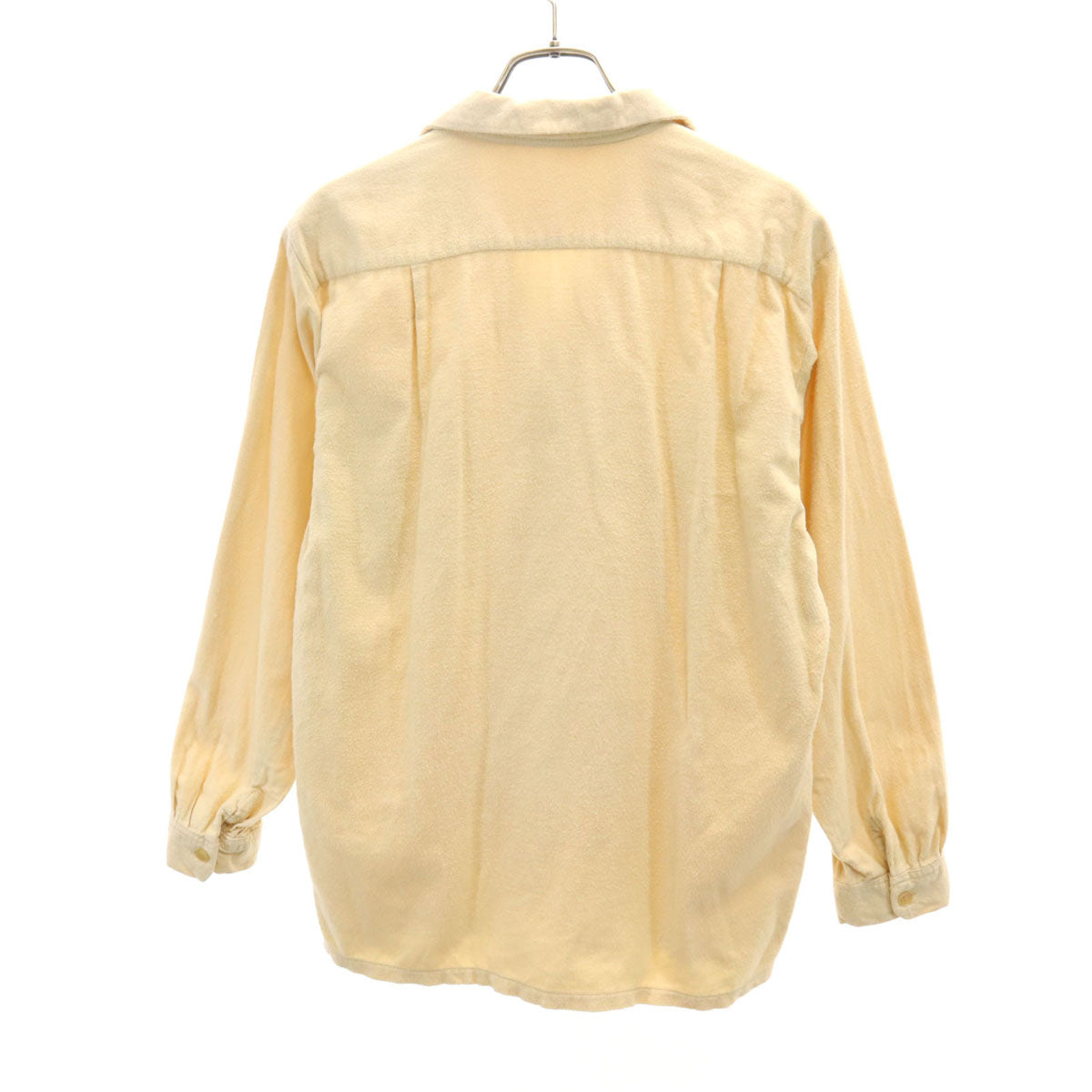 60s 70s ヴィンテージ 長袖 オープンカラー ネルシャツ ベージュ メンズ