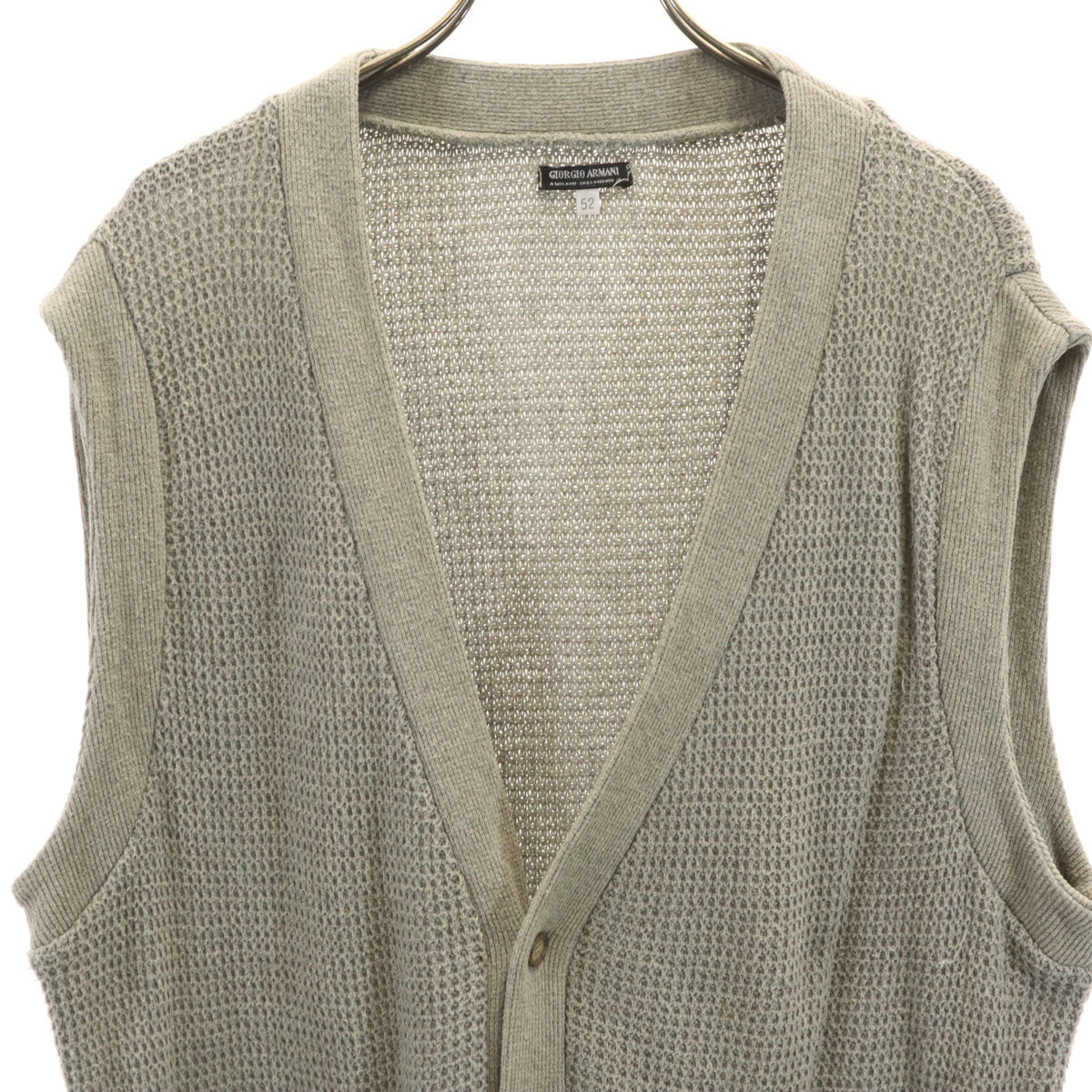 GIORGIO ARMANI ジョルジオアルマーニ 90s イタリア製 オールド Vネック ニットベスト 52 グレー メンズ