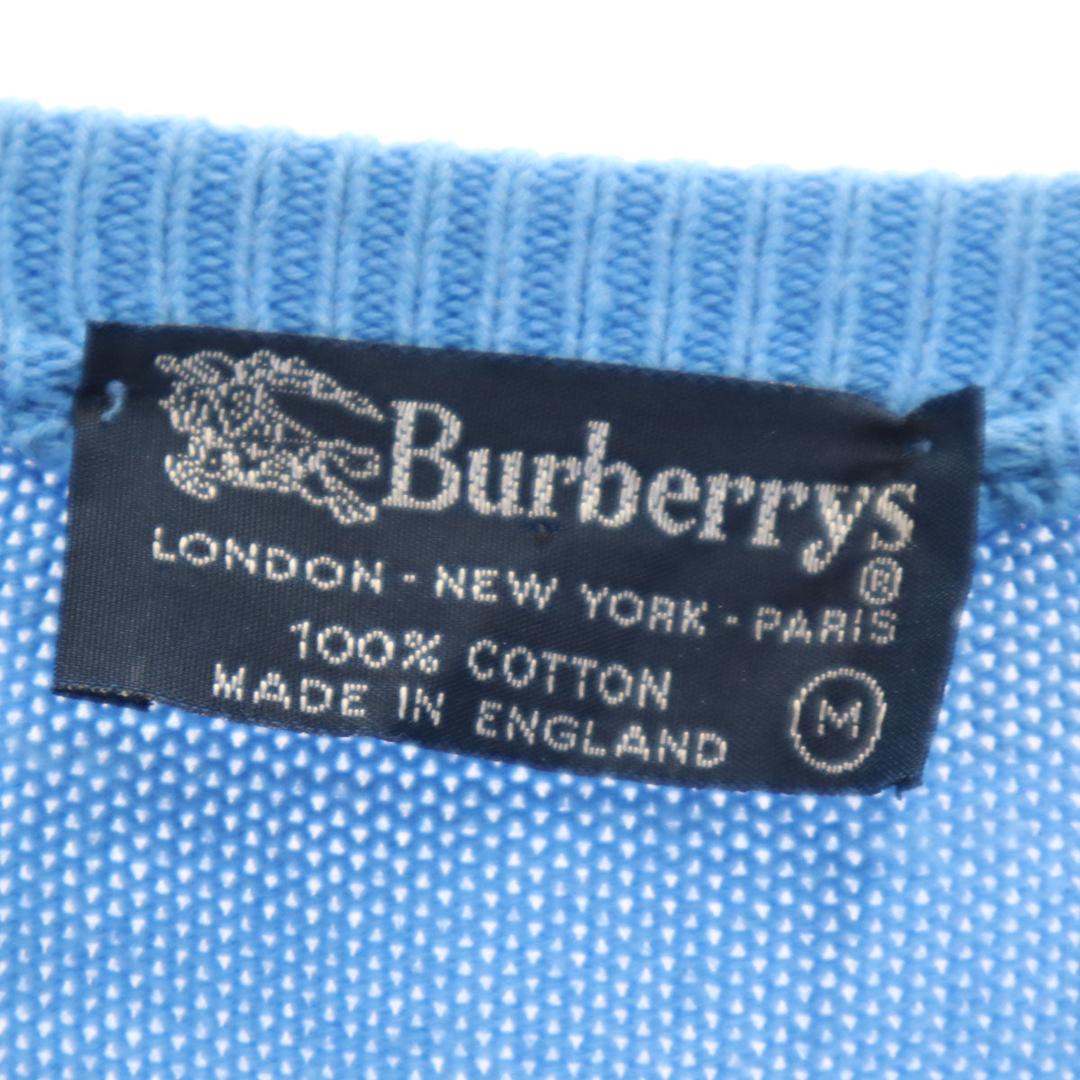 Burberrys バーバリーズ 90s 英国製 オールド 長袖 Vネック ニット M 水色 セーター メンズ