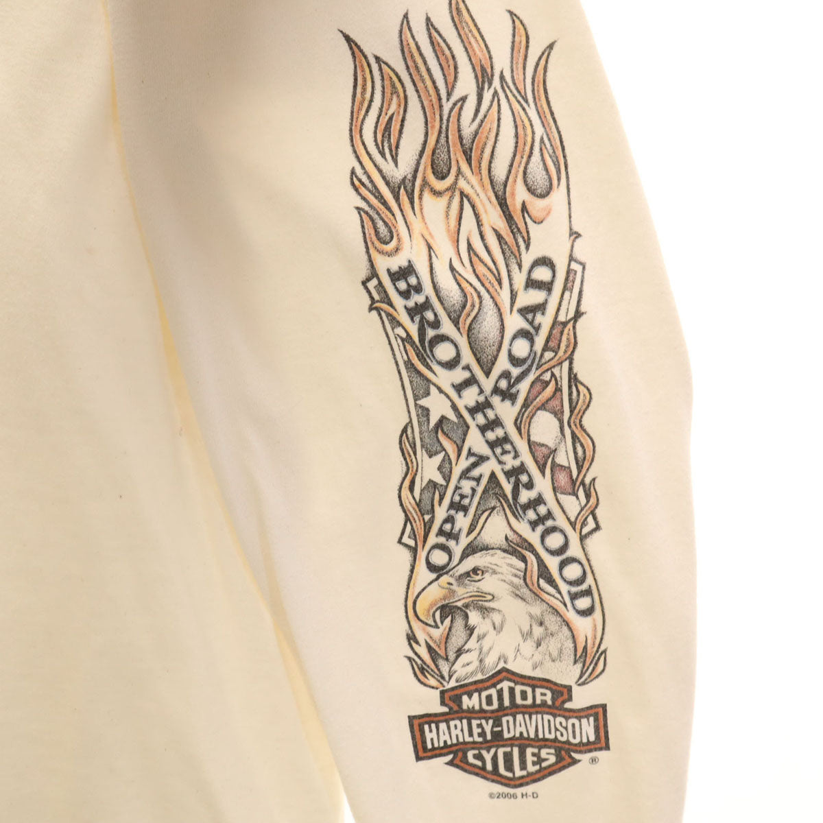 HARLEY DAVIDSON ハーレーダビッドソン 00s USA製 オールド バックロゴ 長袖 Tシャツ L アイボリー Hanesボディ ロンT メンズ