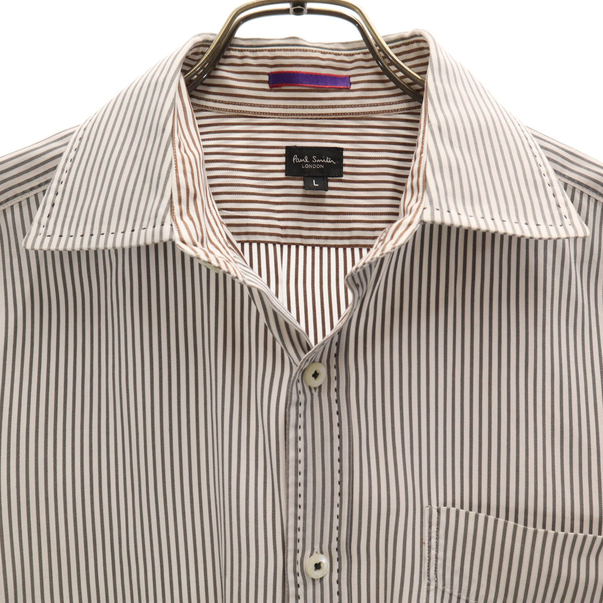 Paul Smith LONDON ポールスミスロンドン ストライプ柄 長袖 シャツ L ホワイト メンズ