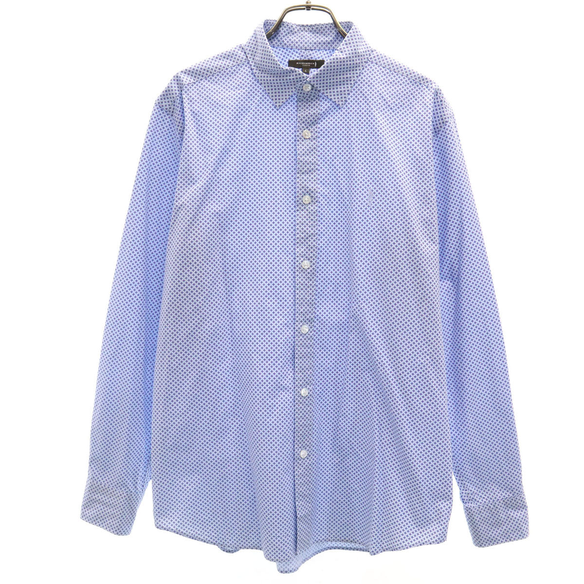 MACKINTOSH LONDON マッキントッシュロンドン 小紋柄 長袖 隠し ボタンダウンシャツ L ブルー系 メンズ