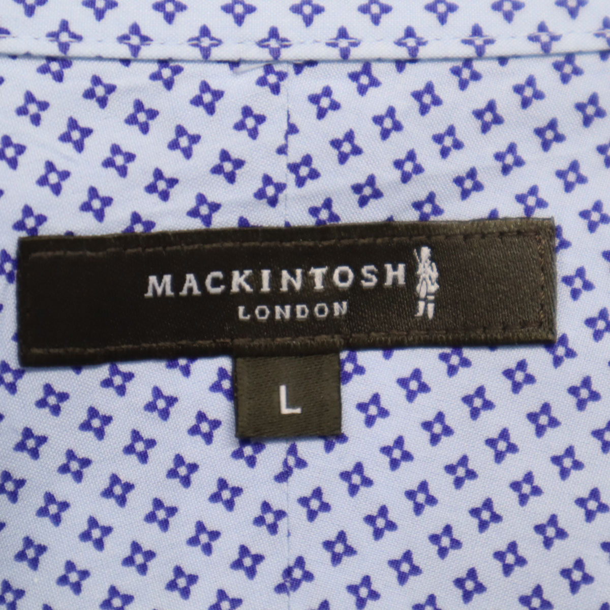 MACKINTOSH LONDON マッキントッシュロンドン 小紋柄 長袖 隠し ボタンダウンシャツ L ブルー系 メンズ