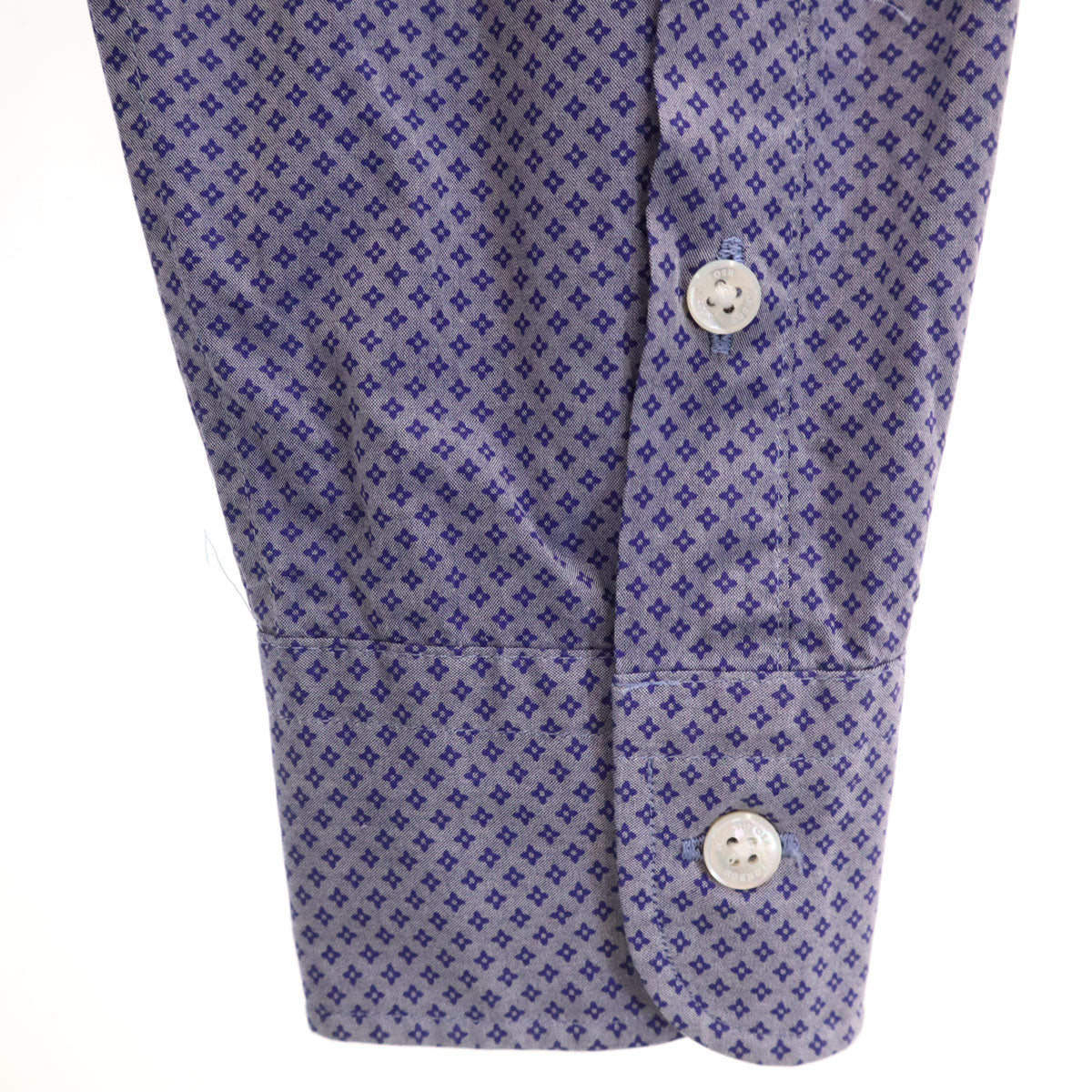 MACKINTOSH LONDON マッキントッシュロンドン 小紋柄 長袖 隠し ボタンダウンシャツ L ネイビー メンズ
