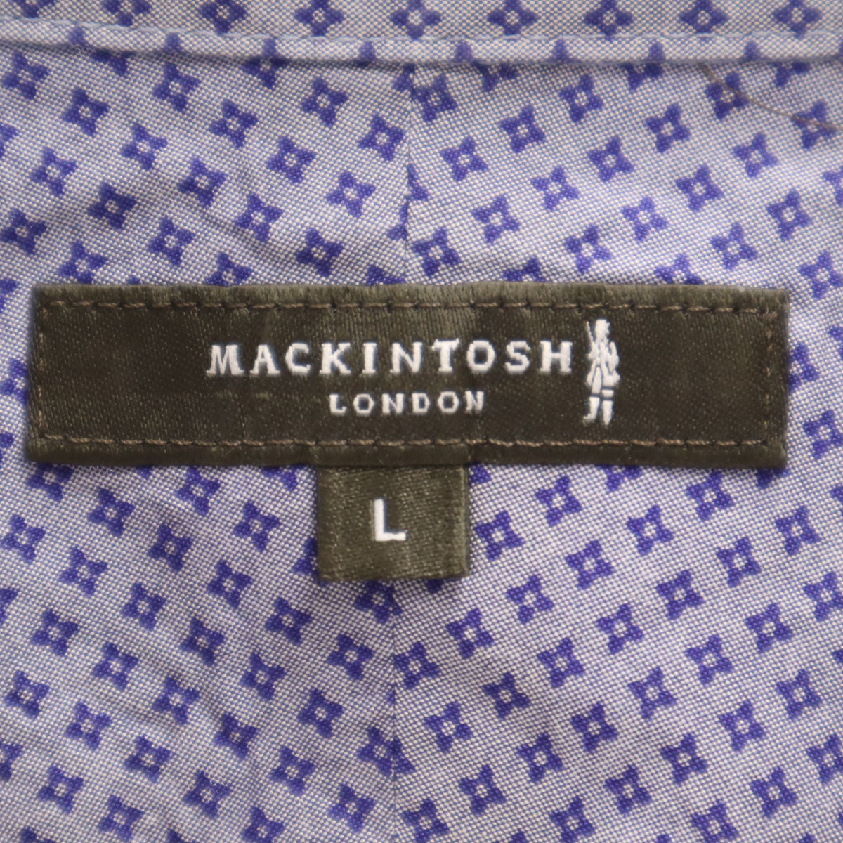 MACKINTOSH LONDON マッキントッシュロンドン 小紋柄 長袖 隠し ボタンダウンシャツ L ネイビー メンズ