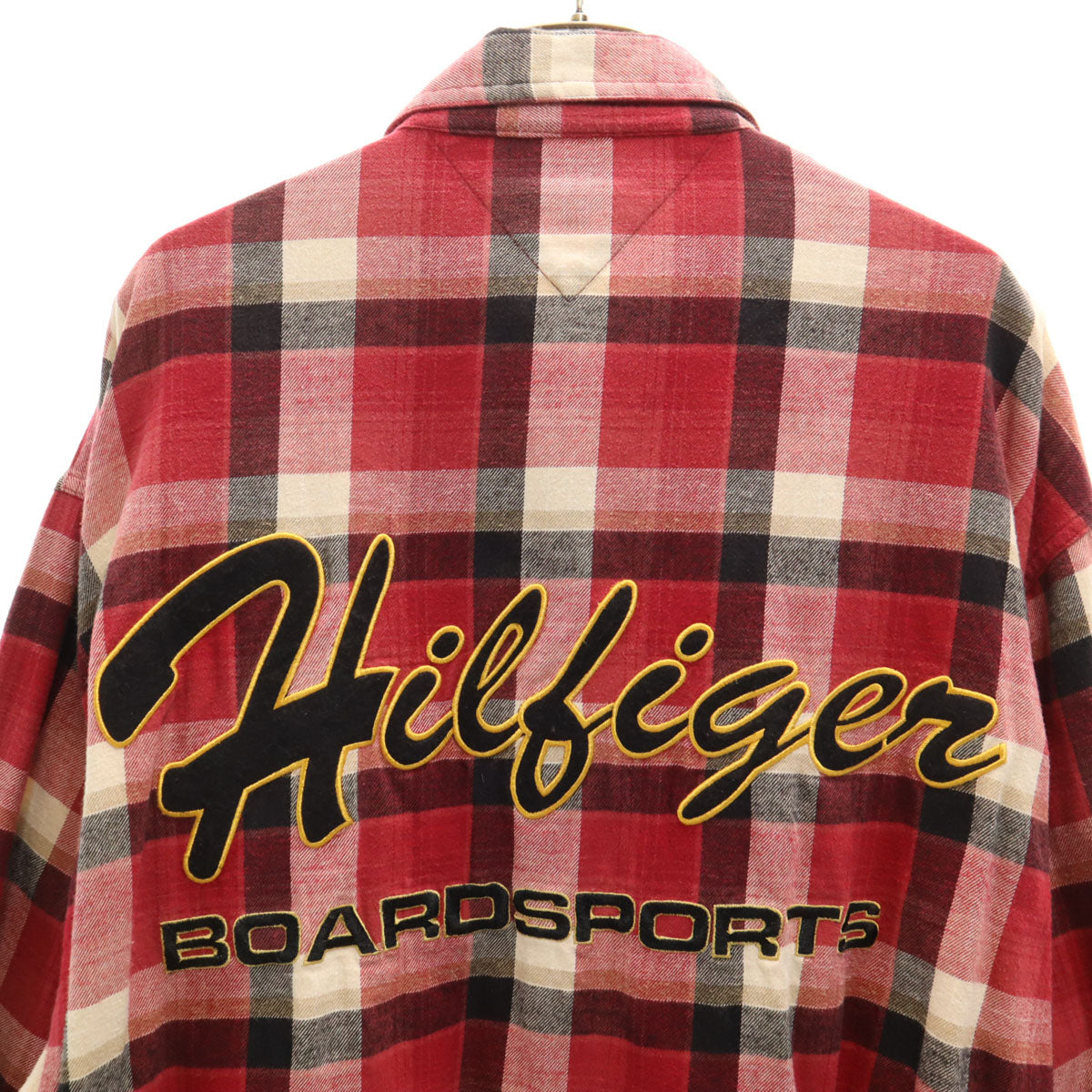 TOMMY HILFIGER トミーヒルフィガー チェック柄 長袖 ジップアップ ネルシャツ L レッド メンズ