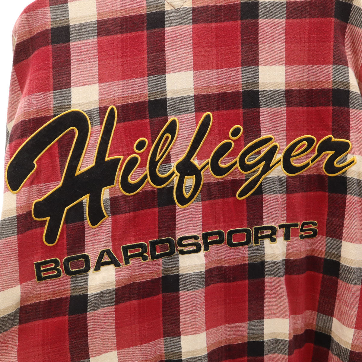 TOMMY HILFIGER トミーヒルフィガー チェック柄 長袖 ジップアップ ネルシャツ L レッド メンズ