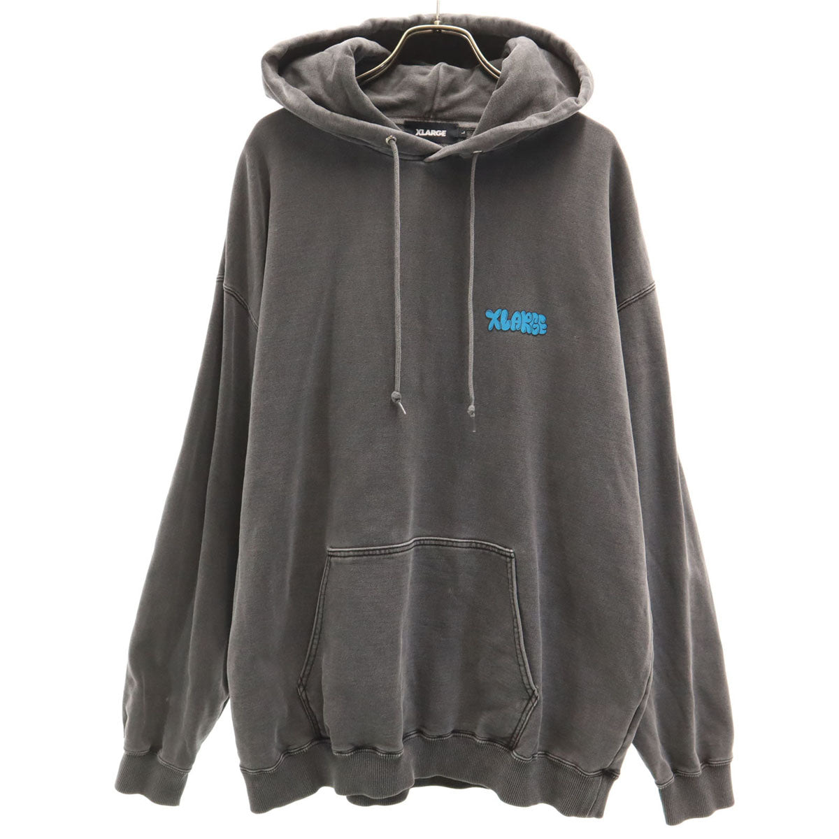 XLARGE エクストララージ バックロゴ 長袖 ピグメント加工 スウェットパーカー L チャコールグレー メンズ