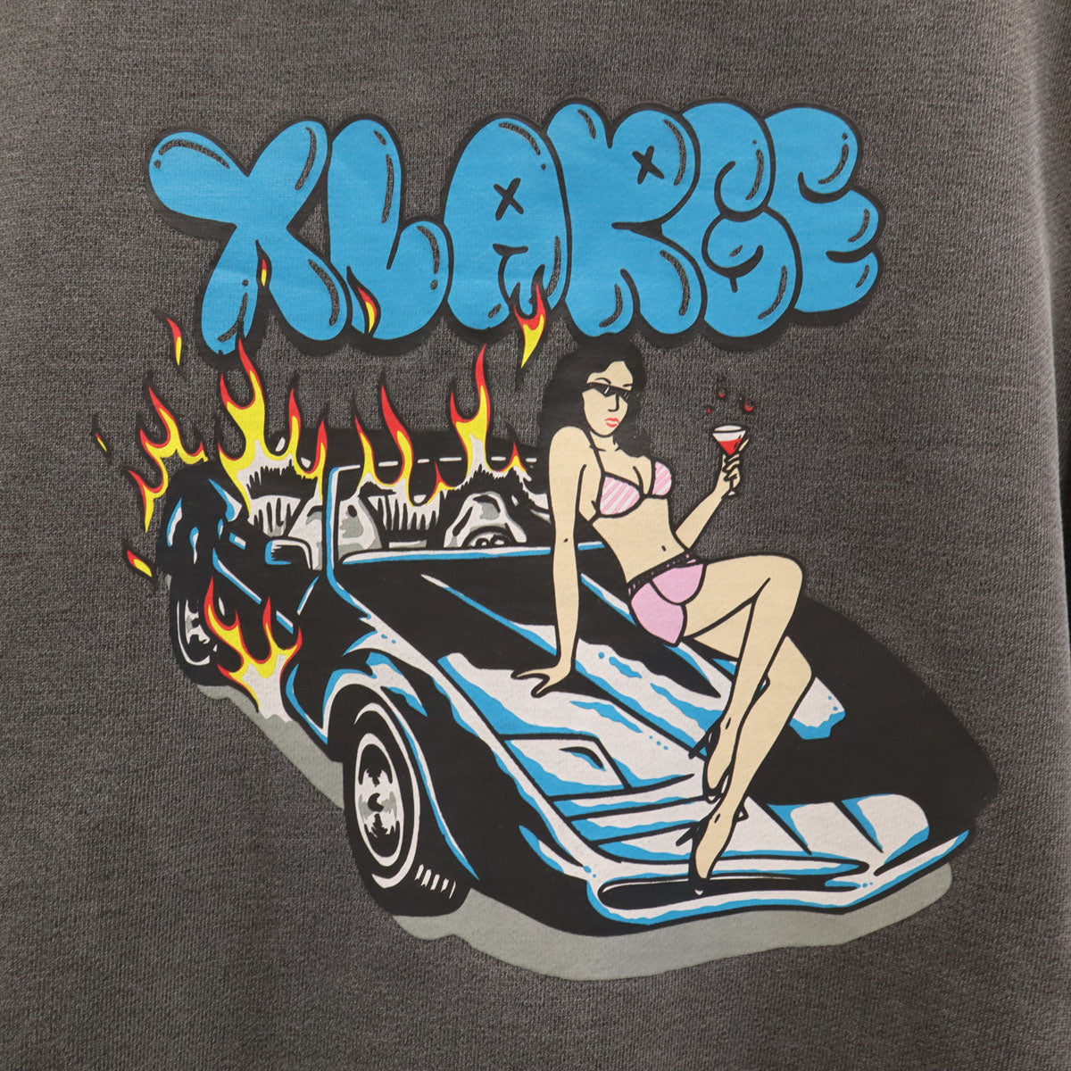 XLARGE エクストララージ バックロゴ 長袖 ピグメント加工 スウェットパーカー L チャコールグレー メンズ