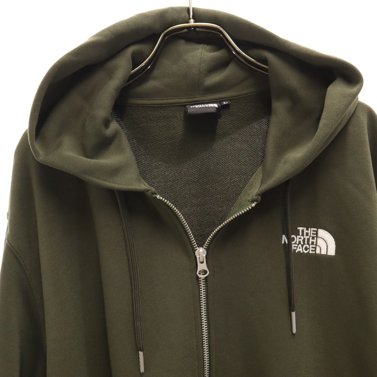 美品 THE NORTH FACE ノースフェイス 長袖 スウェット ジップパーカー L カーキ メンズ