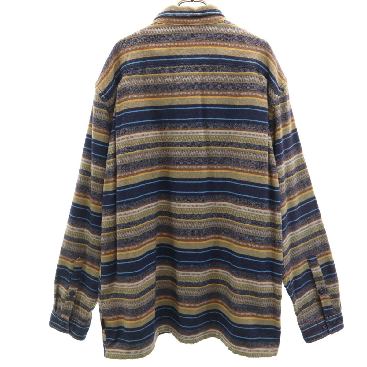 美品 patagonia パタゴニア ボーダー柄 長袖 フィヨルド ネルシャツ L マルチ 53947FA18 アウトドア メンズ