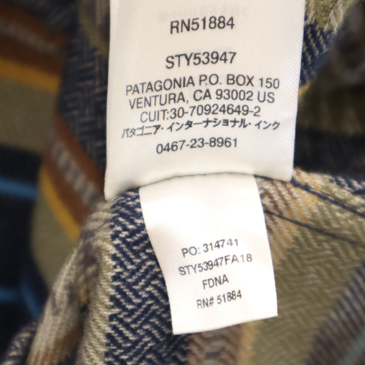 美品 patagonia パタゴニア ボーダー柄 長袖 フィヨルド ネルシャツ L マルチ 53947FA18 アウトドア メンズ