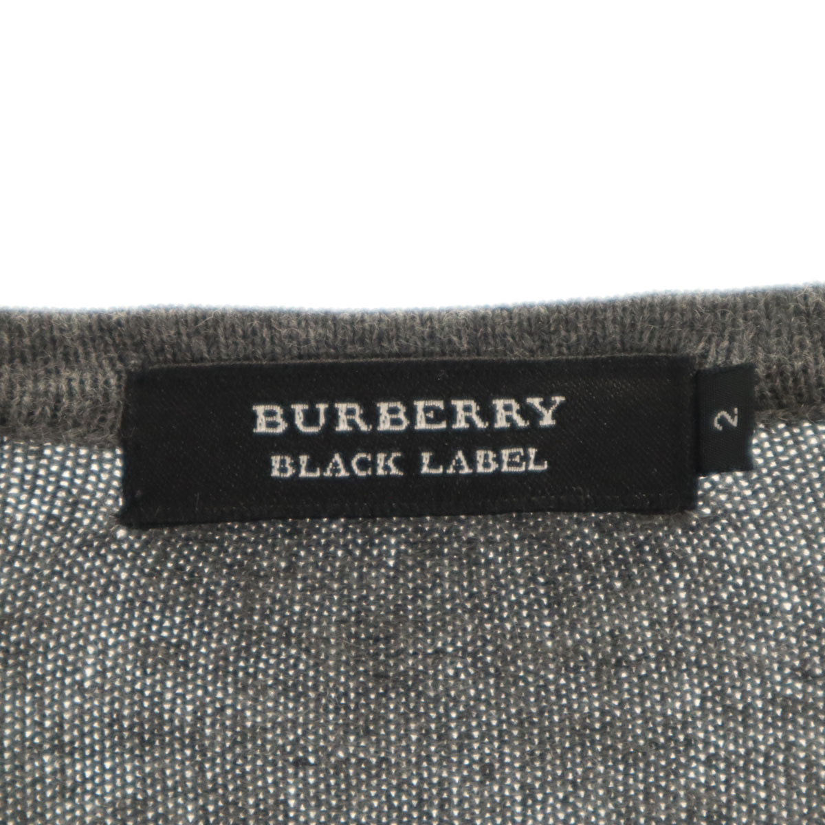 BURBERRY BLACK LABEL バーバリーブラックレーベル アーガイル柄 長袖 Vネック ニット 2 グレー セーター 三陽商会 メンズ