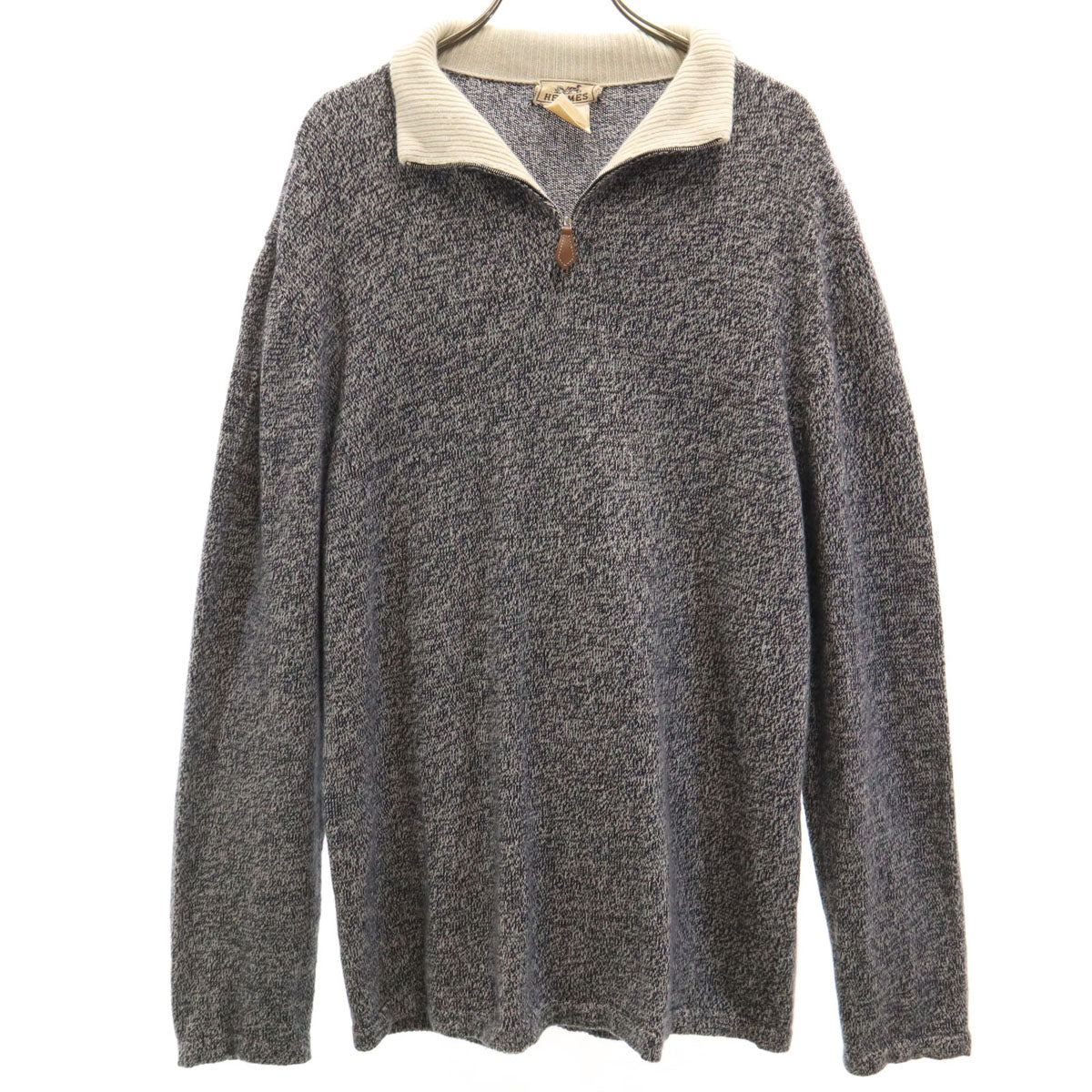 HERMES エルメス 90s 00s イタリア製 オールド 長袖 ハーフジップ ニット XXL マルチ セーター メンズ