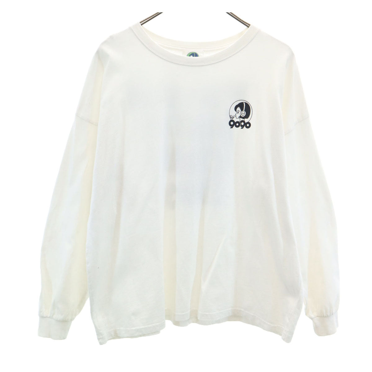 9090 ナインティナインティ バックプリント 長袖 Tシャツ M ホワイト ロンT メンズ