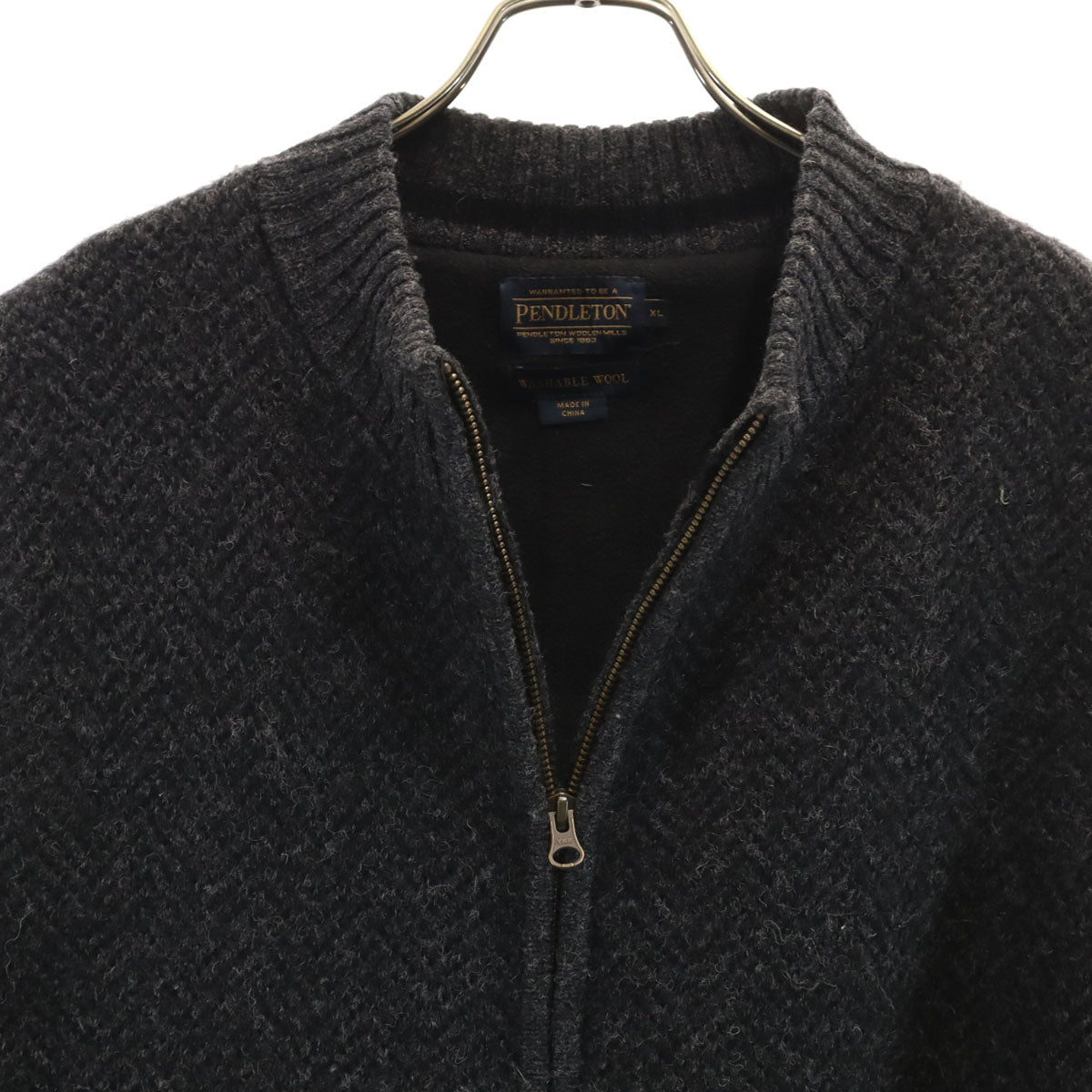 PENDLETON ペンドルトン シェットランドウール ニットベスト XL チャコールグレー メンズ