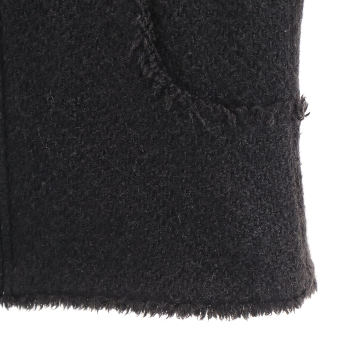 CHANEL シャネル フランス製 アンゴラブレンド ツイードジャケット 40 チャコールグレー レディース