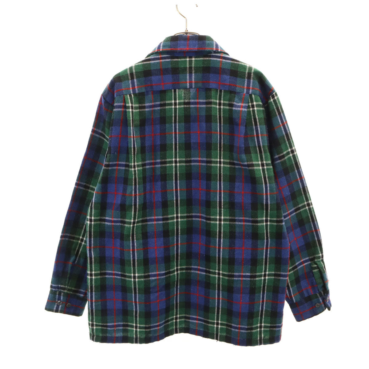 Dutchmaid ダッチメイド 60s 70s ヴィンテージ 開襟 オープンカラー チェック柄 長袖 ネルシャツ 32 1/2 ブルー メンズ