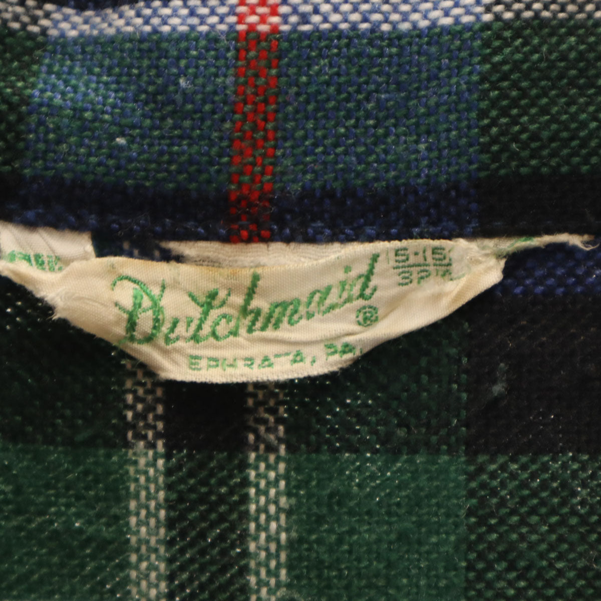 Dutchmaid ダッチメイド 60s 70s ヴィンテージ 開襟 オープンカラー チェック柄 長袖 ネルシャツ 32 1/2 ブルー メンズ