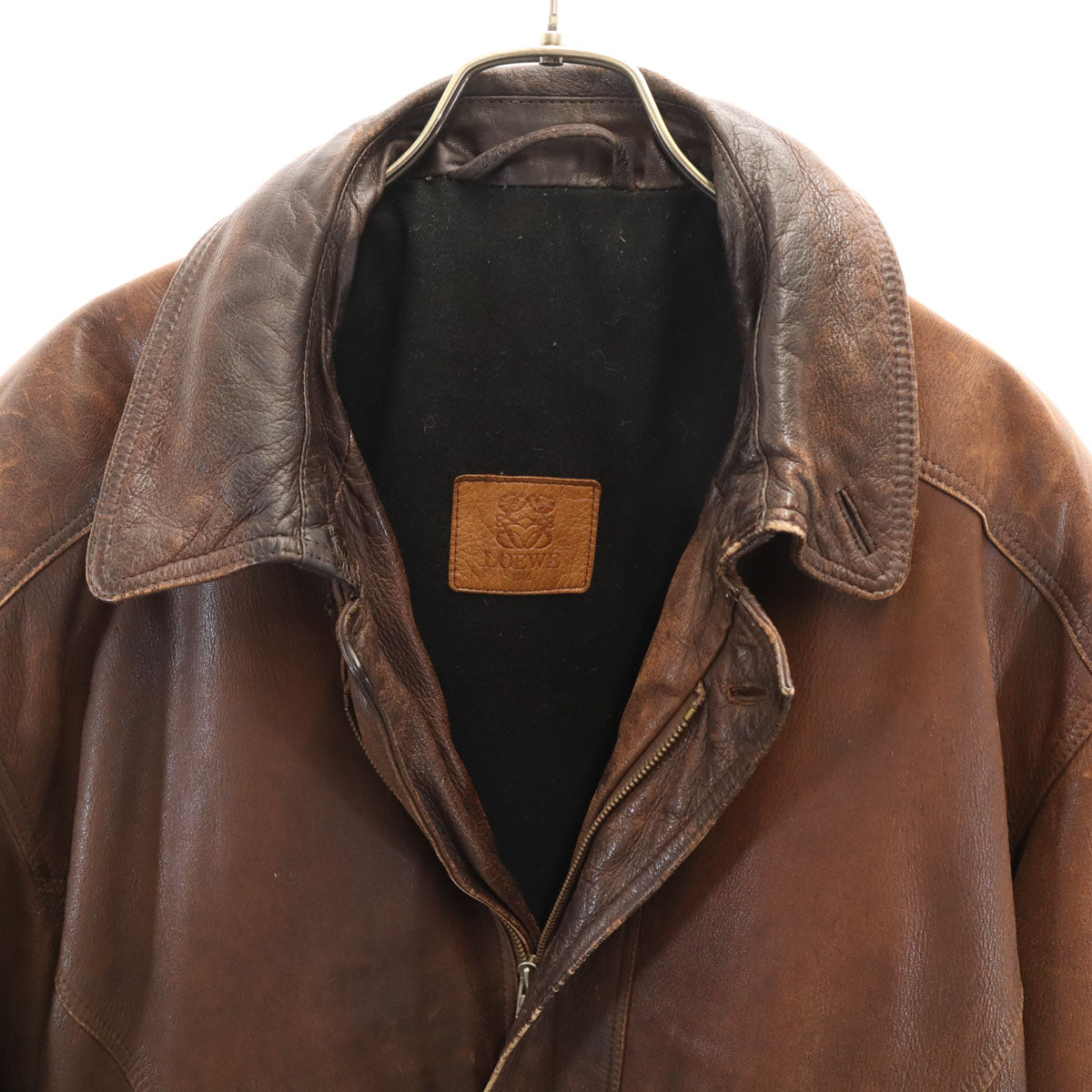 LOEWE ロエベ 80s 90s オールド レザージャケット 54 ブラウン メンズ