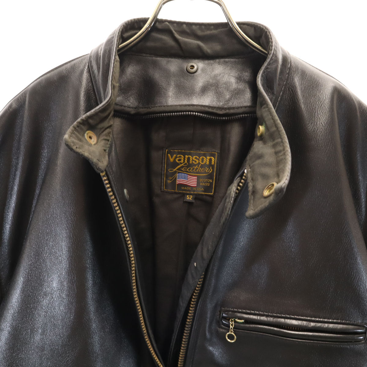 VANSON Leathers バンソンレザーズ レザー シングルライダースジャケット 52 ブラック メンズ