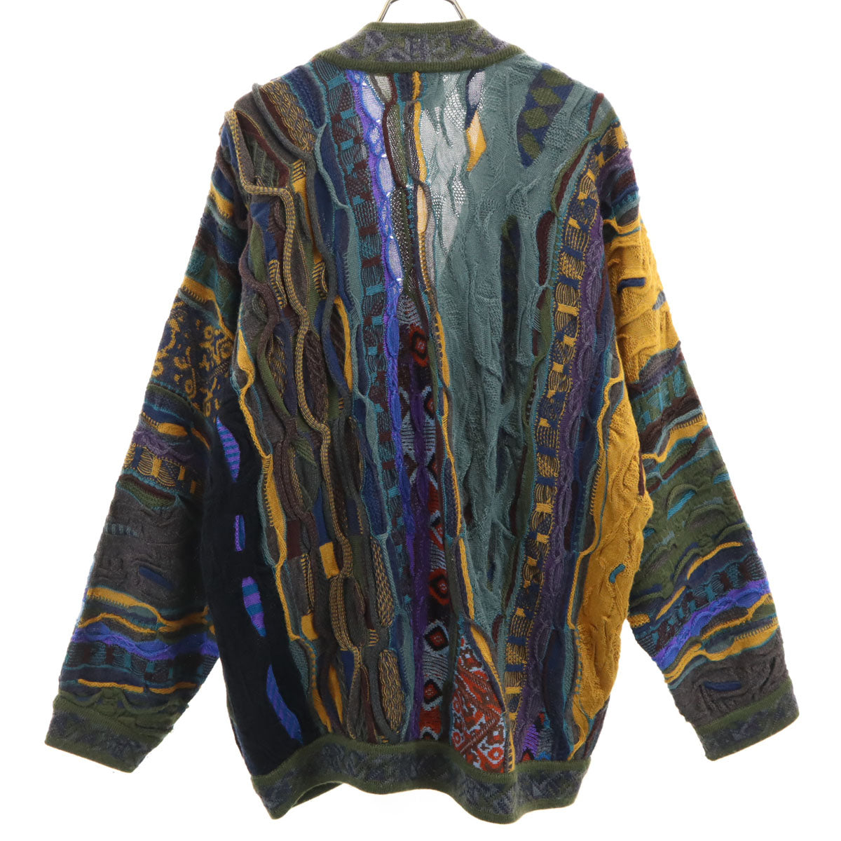 COOGI クージー 90s オーストラリア製 オールド 長袖 3D Vネック ニットカーディガン S メンズ
