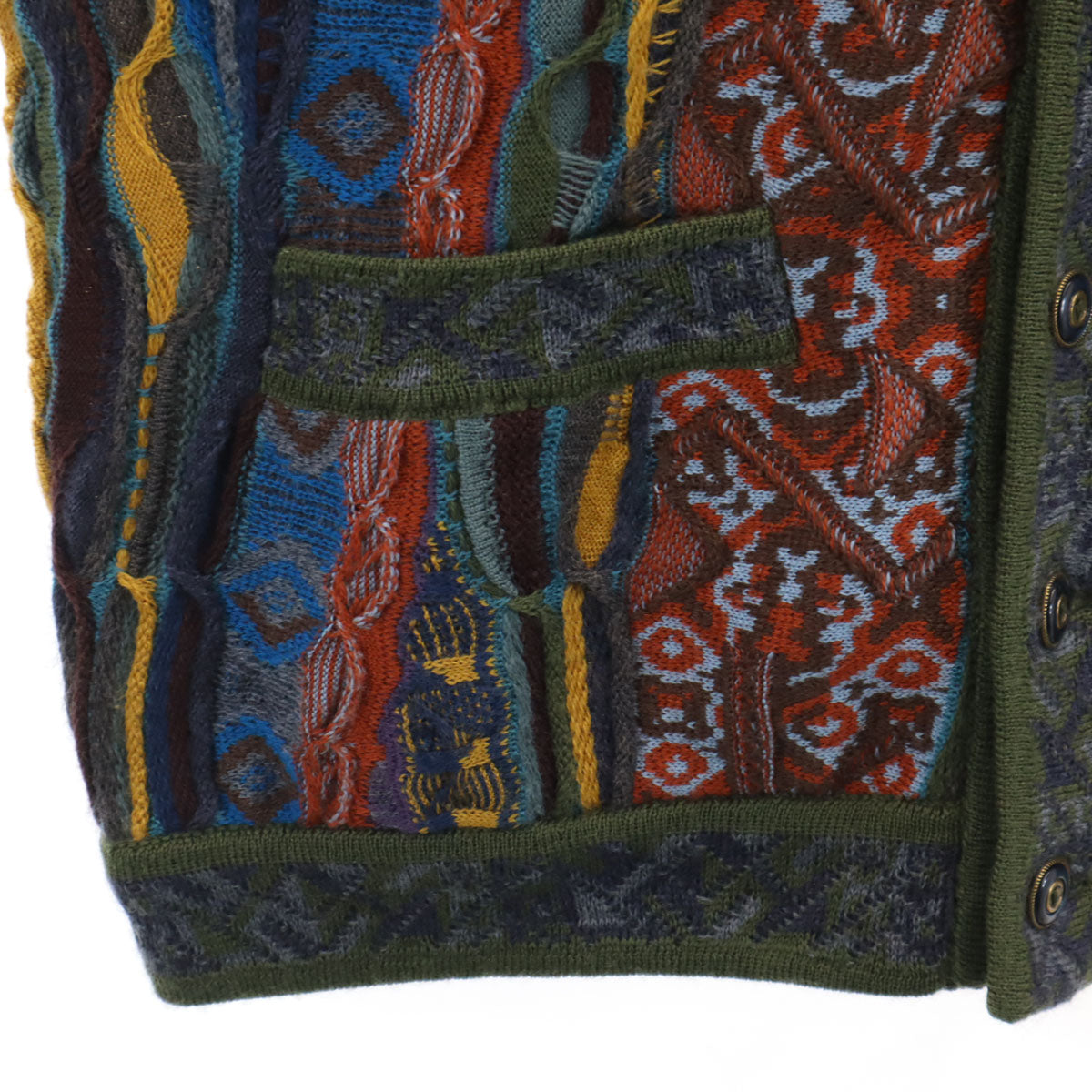 COOGI クージー 90s オーストラリア製 オールド 長袖 3D Vネック ニットカーディガン S メンズ
