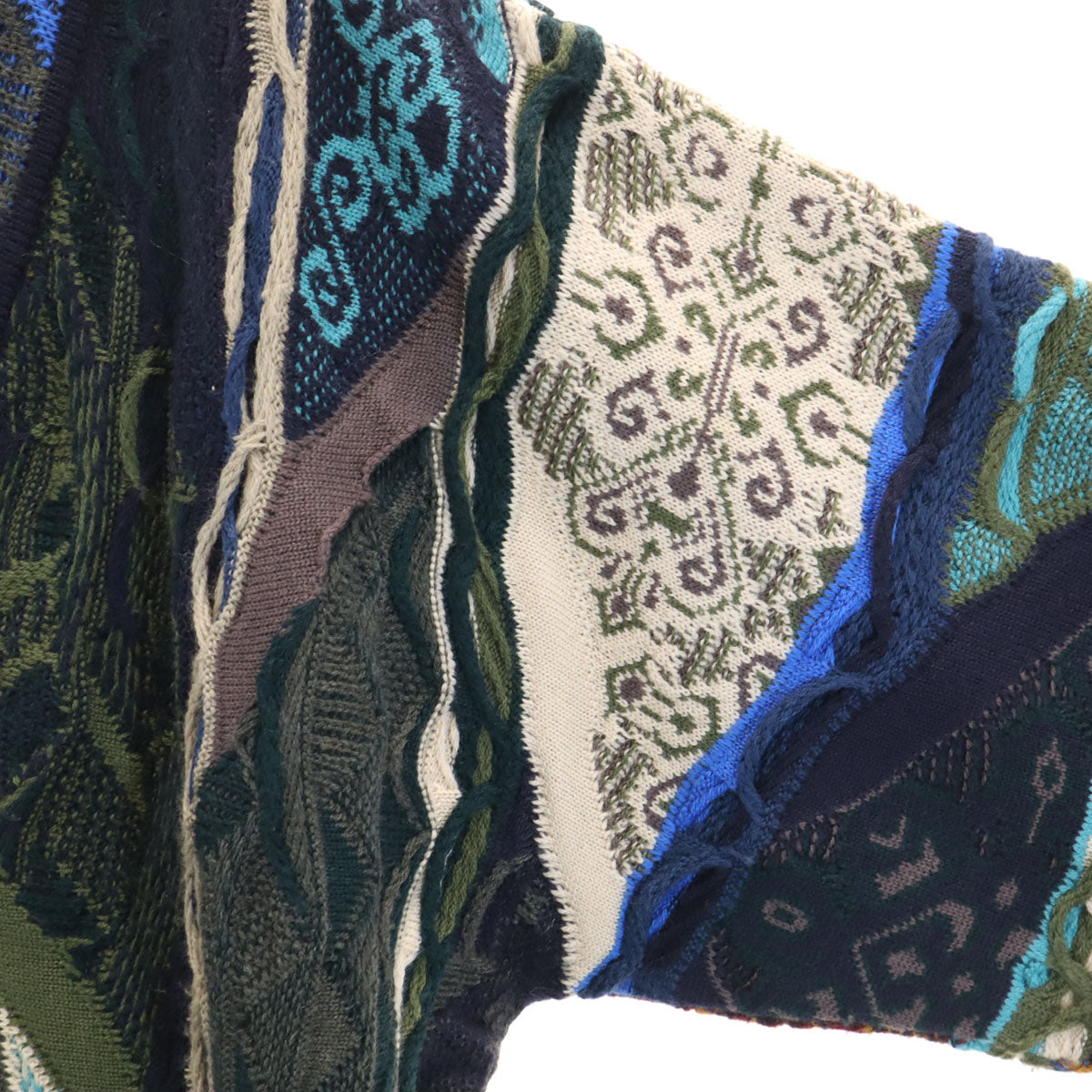 COOGI クージー 90s オーストラリア製 オールド 長袖 3D Vネック ニットカーディガン M メンズ