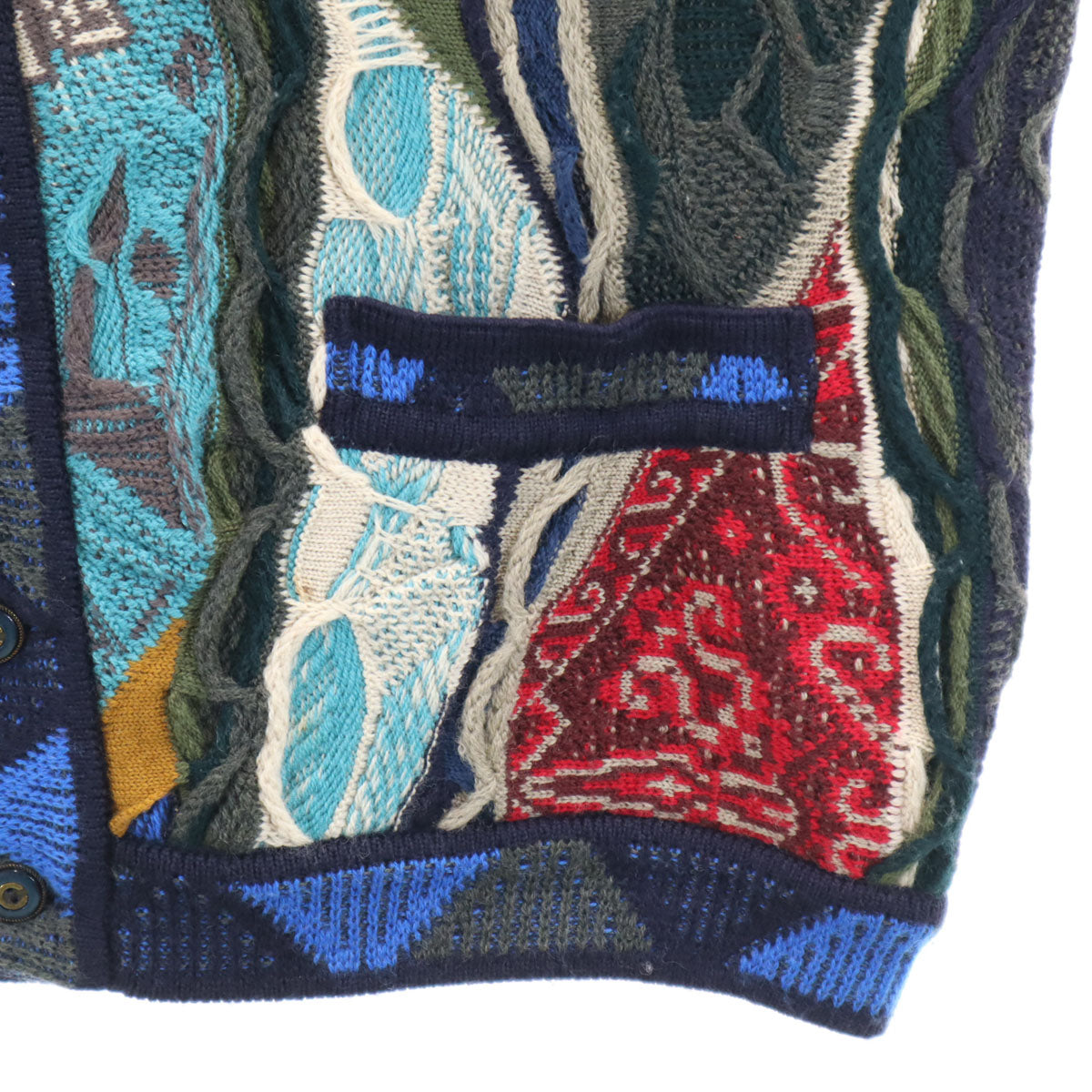 COOGI クージー 90s オーストラリア製 オールド 長袖 3D Vネック ニットカーディガン M メンズ