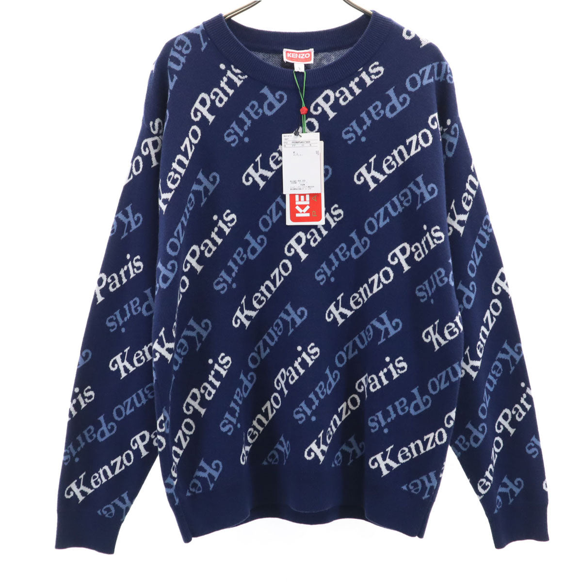 未使用 KENZO ケンゾー 総ロゴ 長袖 ニット S ネイビー セーター メンズ