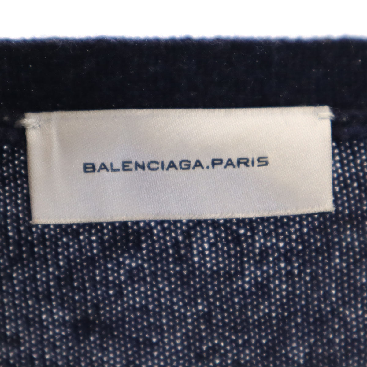 BALENCIAGA.PARIS バレンシアガ パリ イタリア製 長袖 Vネック ニットカーディガン S ネイビー メンズ