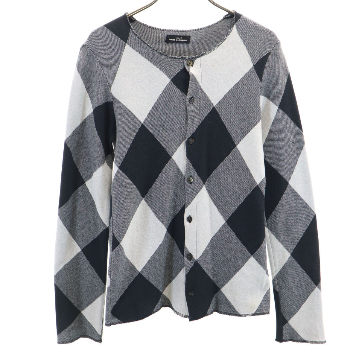 tricot COMME des GARCONS トリココムデギャルソン 1998年 90s 日本製 オールド ダイヤ柄 長袖 ニットカーディガン グレー レディース