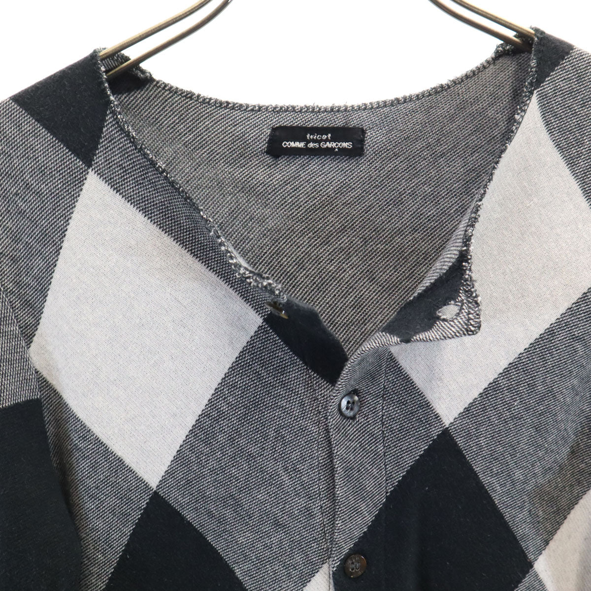 tricot COMME des GARCONS トリココムデギャルソン 1998年 90s 日本製 オールド ダイヤ柄 長袖 ニットカーディガン グレー レディース
