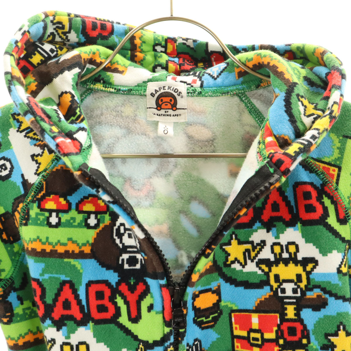 BAPE KIDS ベイプキッズ 長袖 スウェット ジップパーカー 100 水色 アベイシングエイプ キッズ