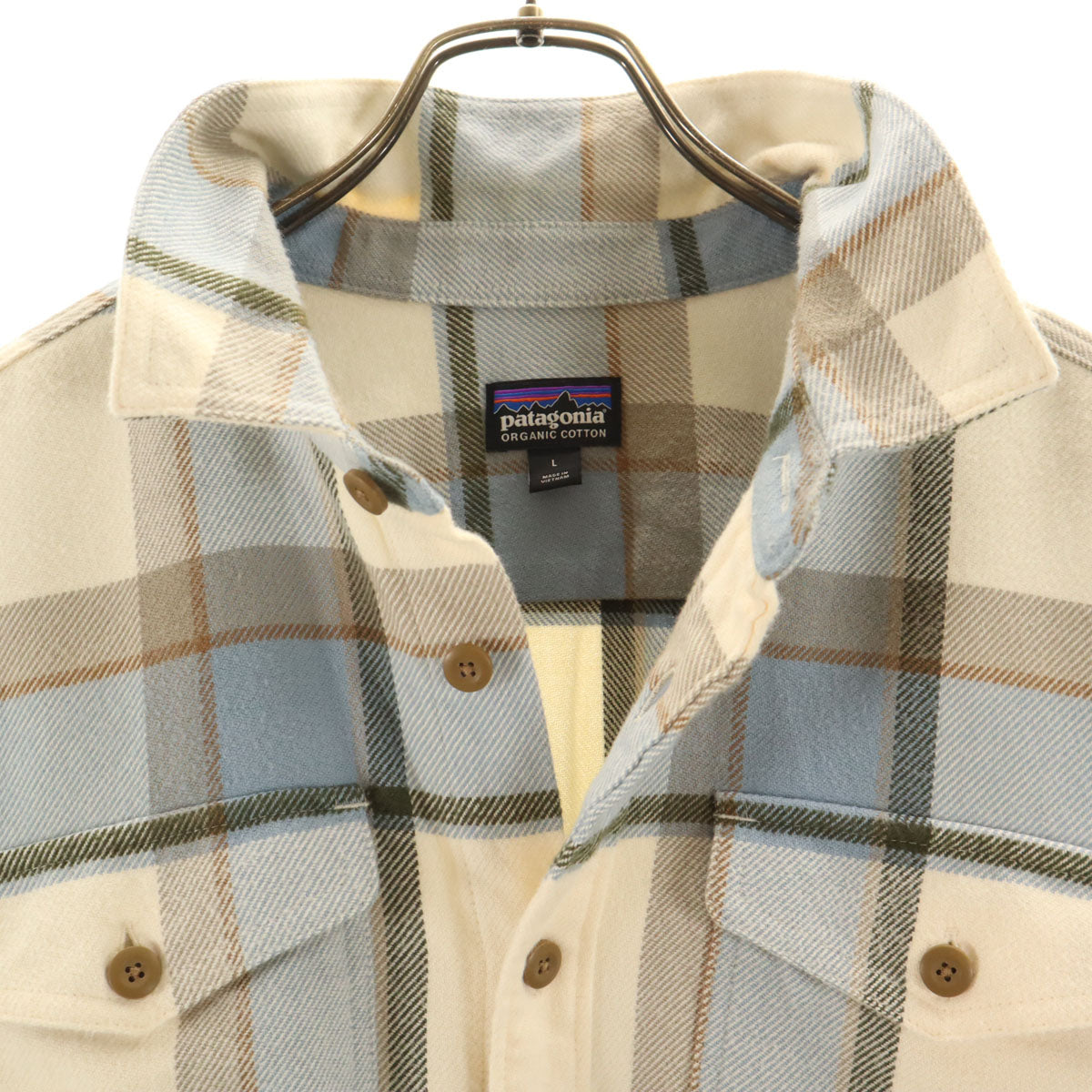 patagonia パタゴニア チェック柄 長袖 フィヨルド ネルシャツ L アイボリー 42401FA24 アウトドア メンズ