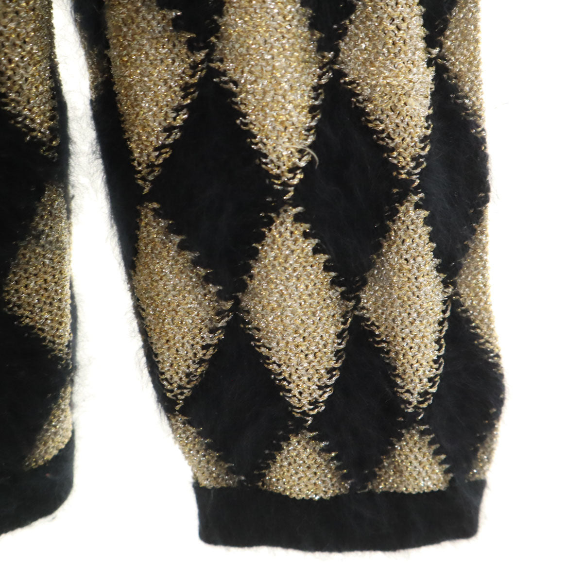 YVES SAINT LAURENT イヴサンローラン 90s オールド ダイヤ柄 長袖 ニットカーディガン 36 ブラック レディース