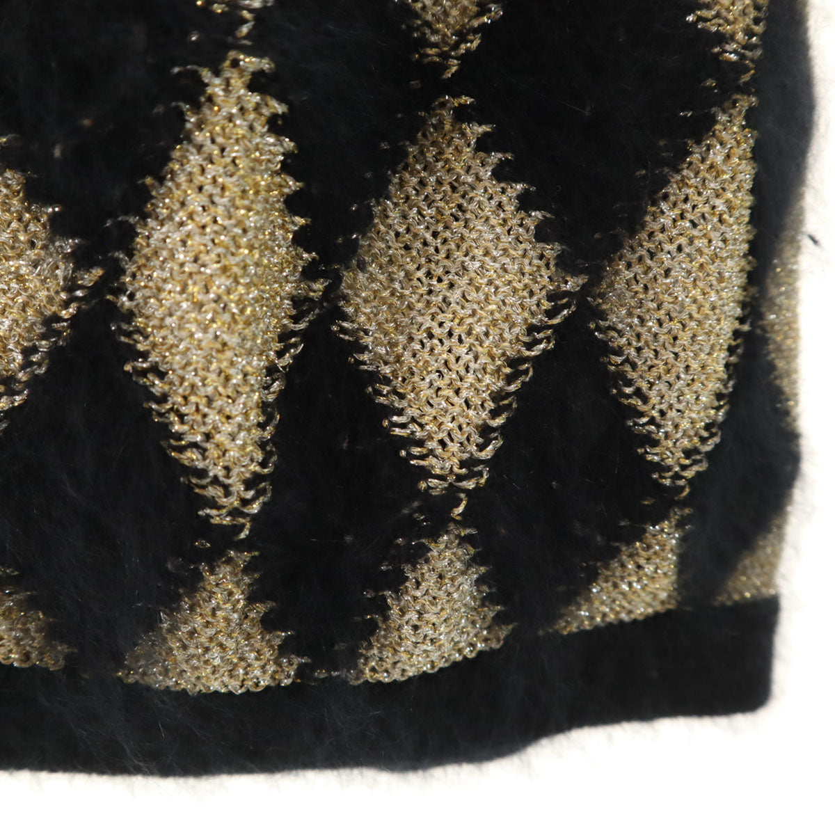 YVES SAINT LAURENT イヴサンローラン 90s オールド ダイヤ柄 長袖 ニットカーディガン 36 ブラック レディース