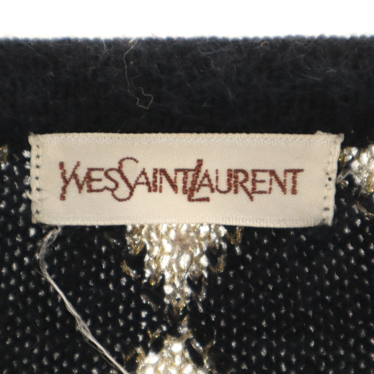 YVES SAINT LAURENT イヴサンローラン 90s オールド ダイヤ柄 長袖 ニットカーディガン 36 ブラック レディース
