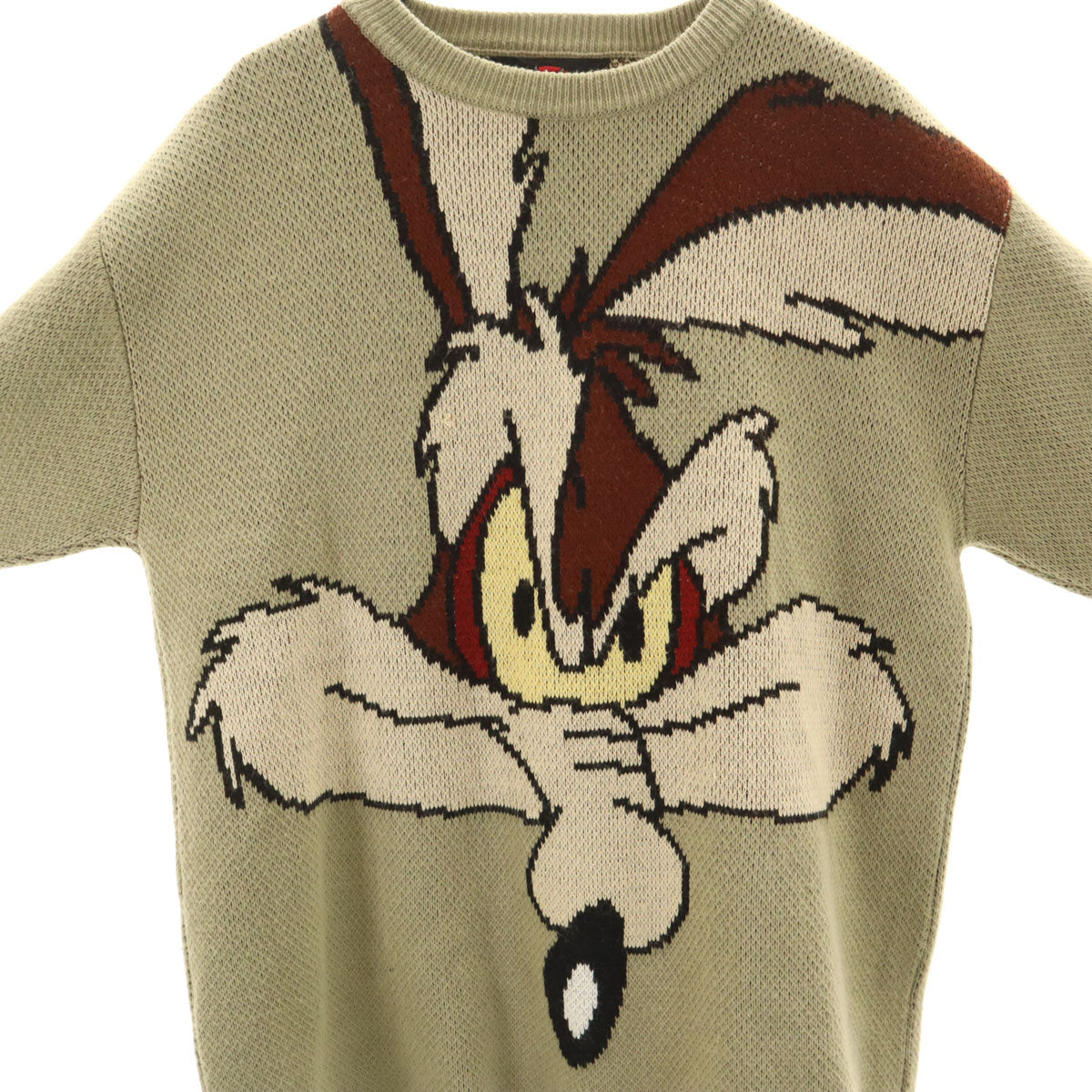 LOONEY TUNES ルーニーテューンズ 00s オールド ワイリー・コヨーテ 長袖 セーター XL オリーブ系 ニット メンズ