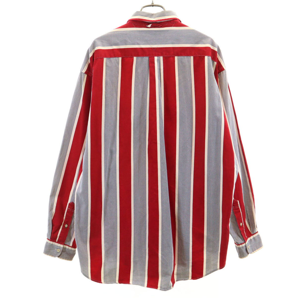 TOMMY HILFIGER トミーヒルフィガー 90s オールド ストライプ柄 長袖 ボタンダウンシャツ L レッド メンズ