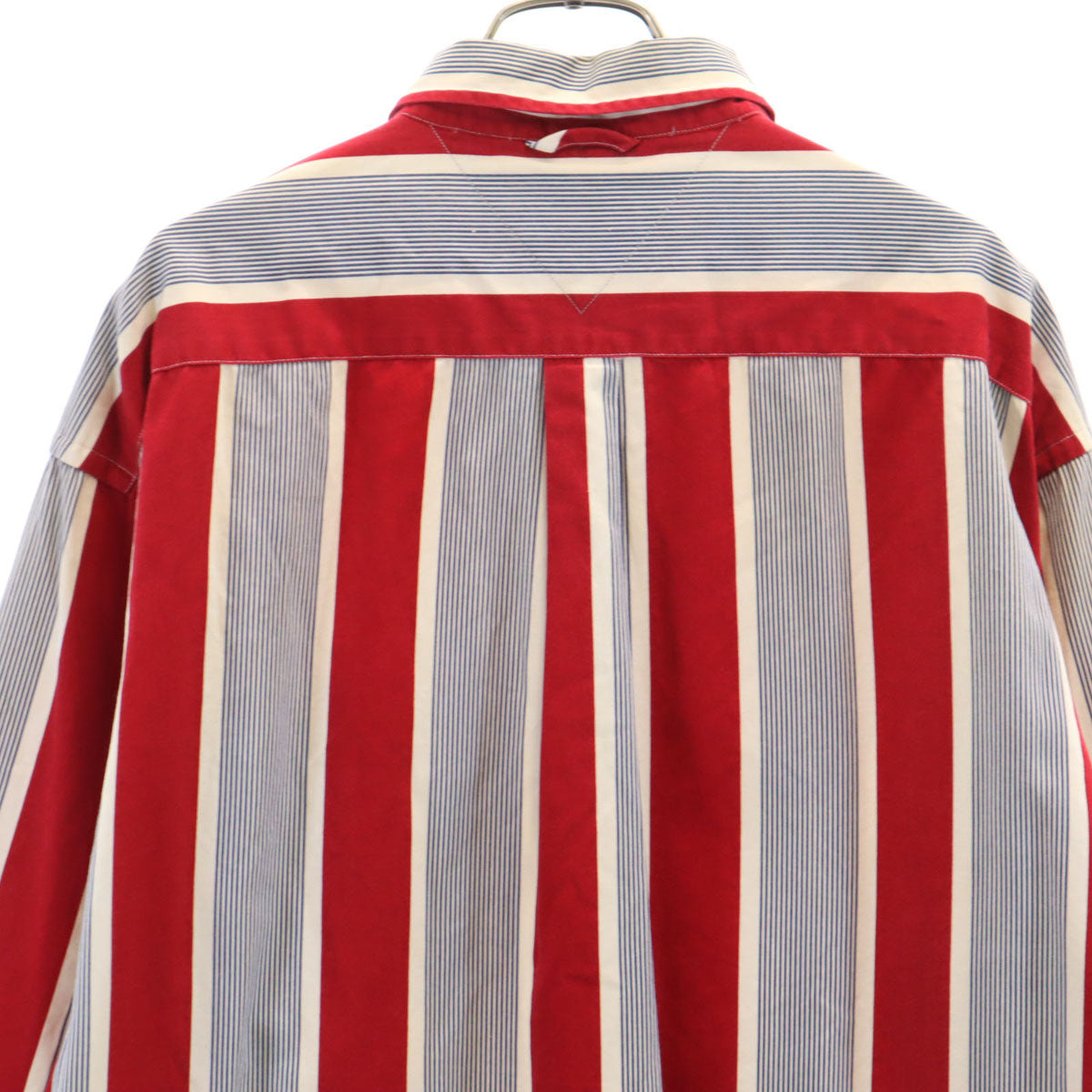 TOMMY HILFIGER トミーヒルフィガー 90s オールド ストライプ柄 長袖 ボタンダウンシャツ L レッド メンズ